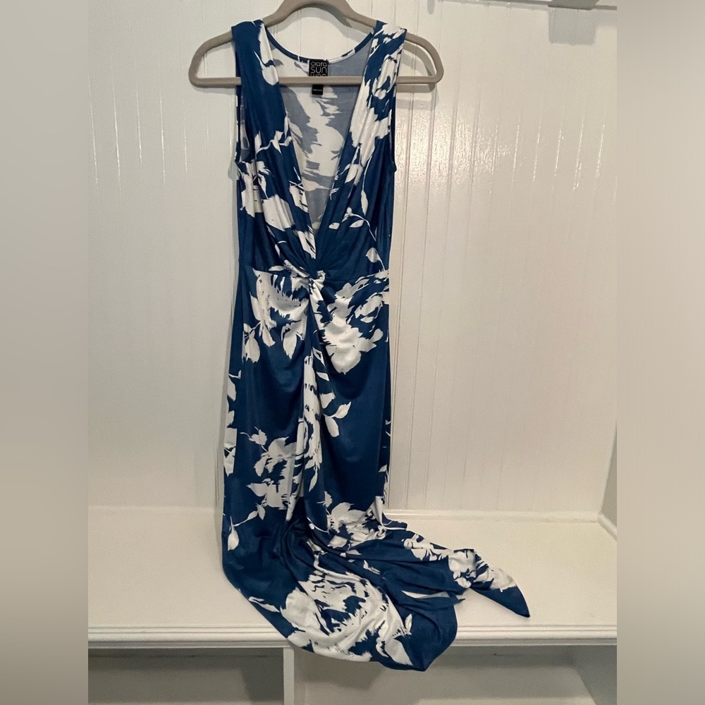 Jersey knit, slit maxi dress